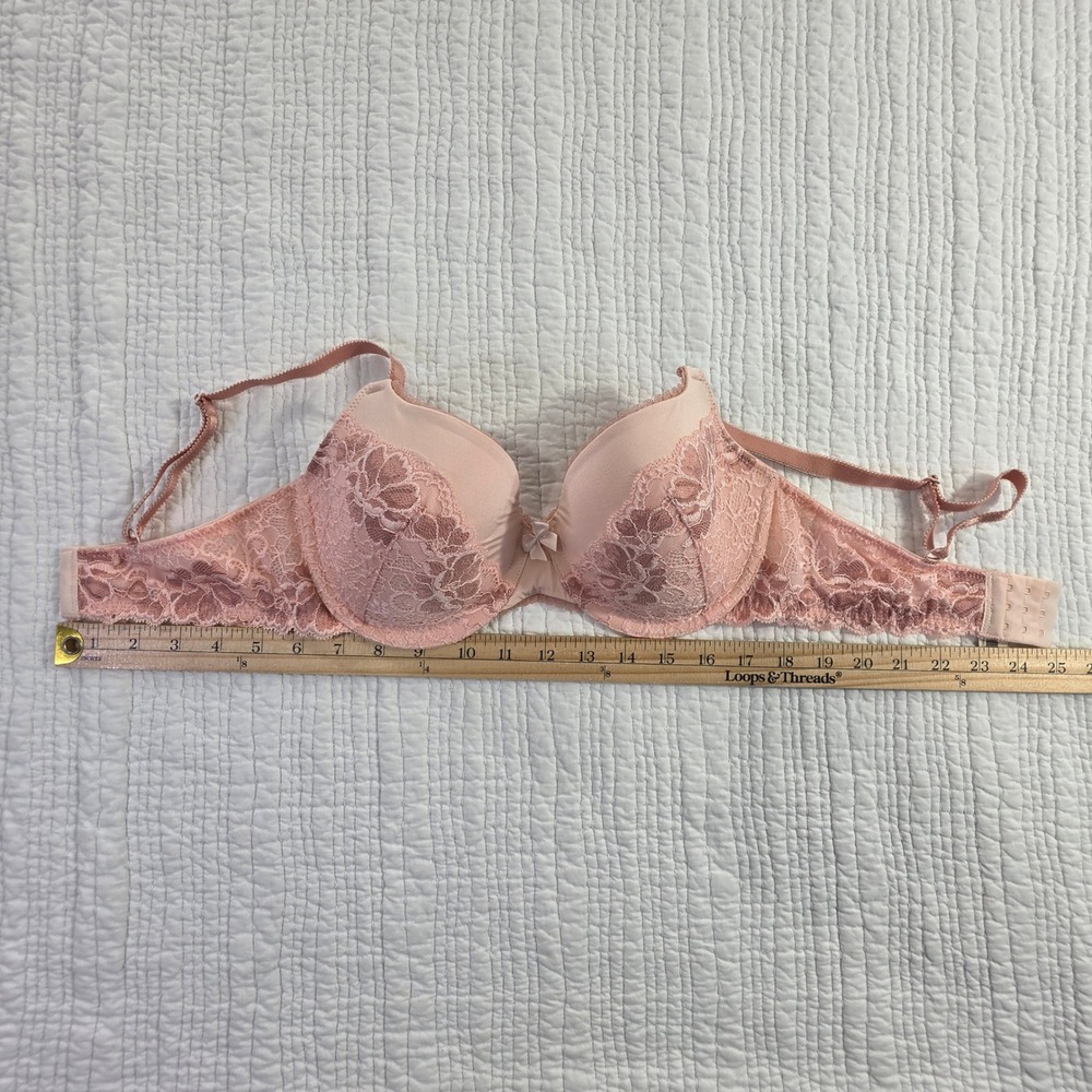 Adore Me Seashell Pink Floral Lace Push Up Underwire Bra Intimates NWT Size 34DD